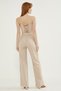 Women's Cream Jumpsuit Dress with Cross Detail on the Back - 5
