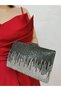 Women's Stoned Platinum Evening Dress Clutch Portfolio Hand Night Wedding Engagement Bag - 3