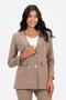 Women's Blazer Jacket Belted Pocketed Straight-Leg Trousers Set - 7