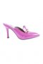 Women's Metal Buckle Heeled Slippers Fuchsia Crocodile Patent Leather