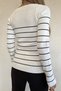 Women's White Black Striped Sweetheart Neck Knitwear Blouse - 8