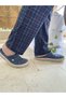 Men's 100% Cotton Checked Elastic Waist Pocket Pajama Bottoms Tracksuit White Striped - 7
