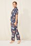 New Season Short Sleeve Front Buttoned Woven Viscose Fabric Shirt-pants 2-Piece Women's Pajamas Set - 3