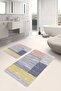 Classic 2-Piece Bathroom & Kitchen Mat Set with Antique Rug Motif and Painted Pattern on the Floor