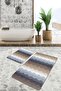 Brown - Geometric Geometric Simple & Stylish 2-Piece Bath Mat Set with Zigzag Motif on Ecru Floor - 5