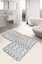 Set of 2 Bohemian Motif Tribal Patterned Ethnic Motifs on White Background Classic Set of 2 Bath Mat - 4