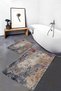 Set of 2 Modern 2-Piece Bathroom Mat Set with Watercolor Motif on Canvas Floor and Antique Antique Motif
