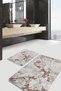 Cream - Vintage 2-Piece Bathroom & Kitchen Mat Set with Canvas Motif Paint on Red Floor - 6