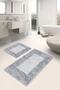 Set of 2 Simple & Stylish Geometric 2-Piece Bathroom Mat Set with Framed Motif and Marble Pattern on Gray Floor - 6