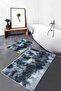 Set of 2 Classic Motif Geometric Patterned Geometric Simple & Stylish 2-Piece Bath Mat Set on Blue Background - 3