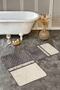 Cream - Diamond Geometric Classic 2-Piece Bathroom & Kitchen Mat Set with Marble Motif on Brown Floor - 6