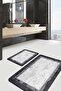Black - Gray Framed Motif Antique Motif Avangarde 2-Piece Bathroom Mat Set - 5