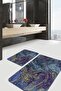 Set of 2 Painting on the Floor Canvas Motif Brush Strokes Patterned Modern Classic Set of 2 Bath Mat - 2