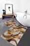 2-Piece Simple & Stylish Classic 2-Piece Bathroom & Kitchen Mat Set with Geometric Motif on Cream Floor