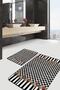 2-Piece Black Floored Checkered Motif Floral Patterned Geometric Floral 2-Piece Bathroom & Kitchen Mat Set - 2
