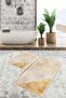 Set of 2 Geometric Motif Houndstooth Patterned Geometric Classic 2-Piece Bath Mat Set on Gold Floor - 2
