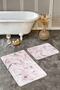 Set of 2 Pink Gold Gold Gold Motif Marble Patterned Modern Simple & Stylish 2-Piece Bathroom Mat Set - 2