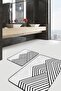 Black - White Triangle Motif Geometric Geometric Simple & Stylish 2-Piece Bathroom & Kitchen Mat Set on the Floor - 2