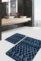 Traditional Geometric Ethnic Motifs with Authentic Motifs on Blue Background 2-Piece Bathroom & Kitchen Mat Set - 2