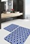 Set of 2 Classic Patterned Geometric Classic 2-Piece Bathroom Mat Set with Geometric Motifs on Dark Blue Floor - 3