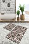 2-Piece Black Floor Floral Motif Floral Patterned Simple & Stylish 2-Piece Bathroom & Kitchen Mat Set - 6