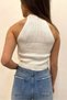 Women's White High Collar Halter Knitwear Blouse ALC-X9951 - 3