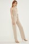 Women's Cream Jumpsuit Dress with Cross Detail on the Back - 3