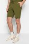 Limited Edition Khaki Regular 100% Cotton Label Detailed Textured Shorts & Bermuda Tmnss23Sr00032