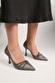 Women's Aern Platinum Satin Stone Heeled Shoes Stiletto - 2