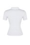 Beyaz Fermuar Detaylı Fitted/Vücuda Oturan Polo Yaka Fitilli Esnek Örme Bluz TWOSS23BZ00496 - 8