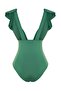 Green Deep Low-cut Flounce Normal Leg Swimsuit TBESS23MA00279 - 7