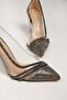 Women's Kyle Platinum Transparent Stone Heeled Shoes Stiletto - 4