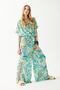 Tropical Pattern Summer Blouse and Trousers Set, Summer Cropped Two-Piece Set, Beach Set Beachwear Resortwear