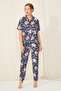New Season Short Sleeve Front Buttoned Woven Viscose Fabric Shirt-pants 2-Piece Women's Pajamas Set - 7