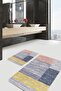 Classic 2-Piece Bathroom & Kitchen Mat Set with Antique Rug Motif and Painted Pattern on the Floor - 5