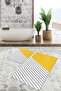 Yellow - Gray Geometric Motif Striped Geometric Simple & Stylish 2-Piece Bathroom & Kitchen Mat Set - 2