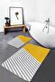 Yellow - Gray Geometric Motif Striped Geometric Simple & Stylish 2-Piece Bathroom & Kitchen Mat Set - 3