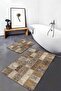 Classic 2-Piece Bathroom & Kitchen Mat Set with Patchwork Motif and Local Ethnic Motifs on Brown Floor - 3