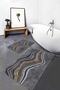 Set of 2 Gray - Gold Motif Canvas Patterned Simple & Stylish Classic 2-Piece Bathroom Mat Set - 2