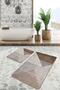 Brown - Triangle with Geometric Motifs on Gray Floor Simple Stylish Geometric 2-Piece Bathroom Kitchen Mat Set - 2
