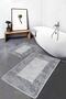 Set of 2 Simple & Stylish Geometric 2-Piece Bathroom Mat Set with Framed Motif and Marble Pattern on Gray Floor - 2