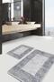Set of 2 Simple & Stylish Geometric 2-Piece Bathroom Mat Set with Framed Motif and Marble Pattern on Gray Floor - 3