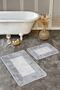 Set of 2 Simple & Stylish Geometric 2-Piece Bathroom Mat Set with Framed Motif and Marble Pattern on Gray Floor - 5