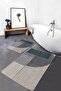 Cream - Geometric Motifed Canvas on Gray Floor Geometric Simple & Stylish 2-Piece Bathroom & Kitchen Mat Set