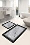 Set of 2 Geometric Classic 2-Piece Bath Mat Set with Framed Motif and Metallic Pattern on Marble Floor - 5