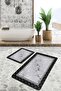 Set of 2 Geometric Classic 2-Piece Bath Mat Set with Framed Motif and Metallic Pattern on Marble Floor - 6