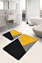 Yellow - Modern Motif Geometric on Black Floor Simple & Stylish 2-Piece Bathroom & Kitchen Mat Set - 5