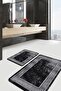 Set of 2 Classic 2-Piece Bath Mat Set with Frame Motif and Geometric Antique Motif on Black Floor - 3