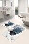 Bohemian Classic 2-Piece Bath Mat Set with Modern Art Motif Black Blue Oil Painting Pattern on Ecru Floor - 6
