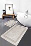 Set of 2 Beige Framed Motif Traditional Patterned Geometric Classic 2-Piece Bathroom Mat Set - 3